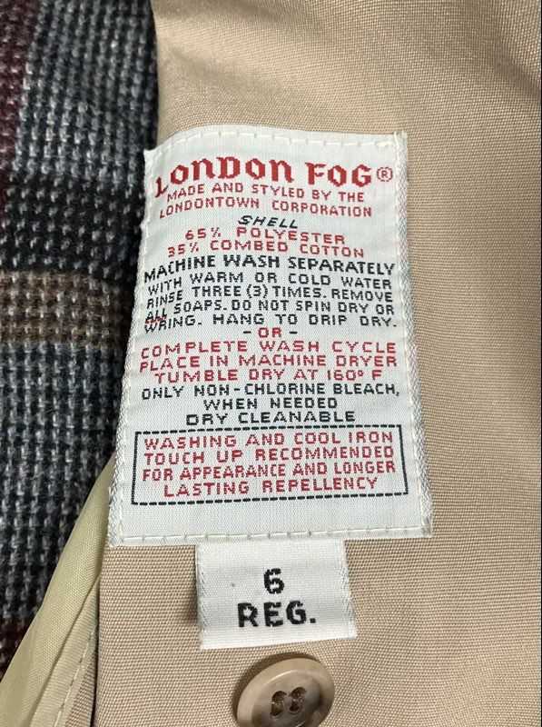 Vintage 80s London Fog Women's Tan Trench Coat Maincoats Plaid Lined Sz 6 Reg