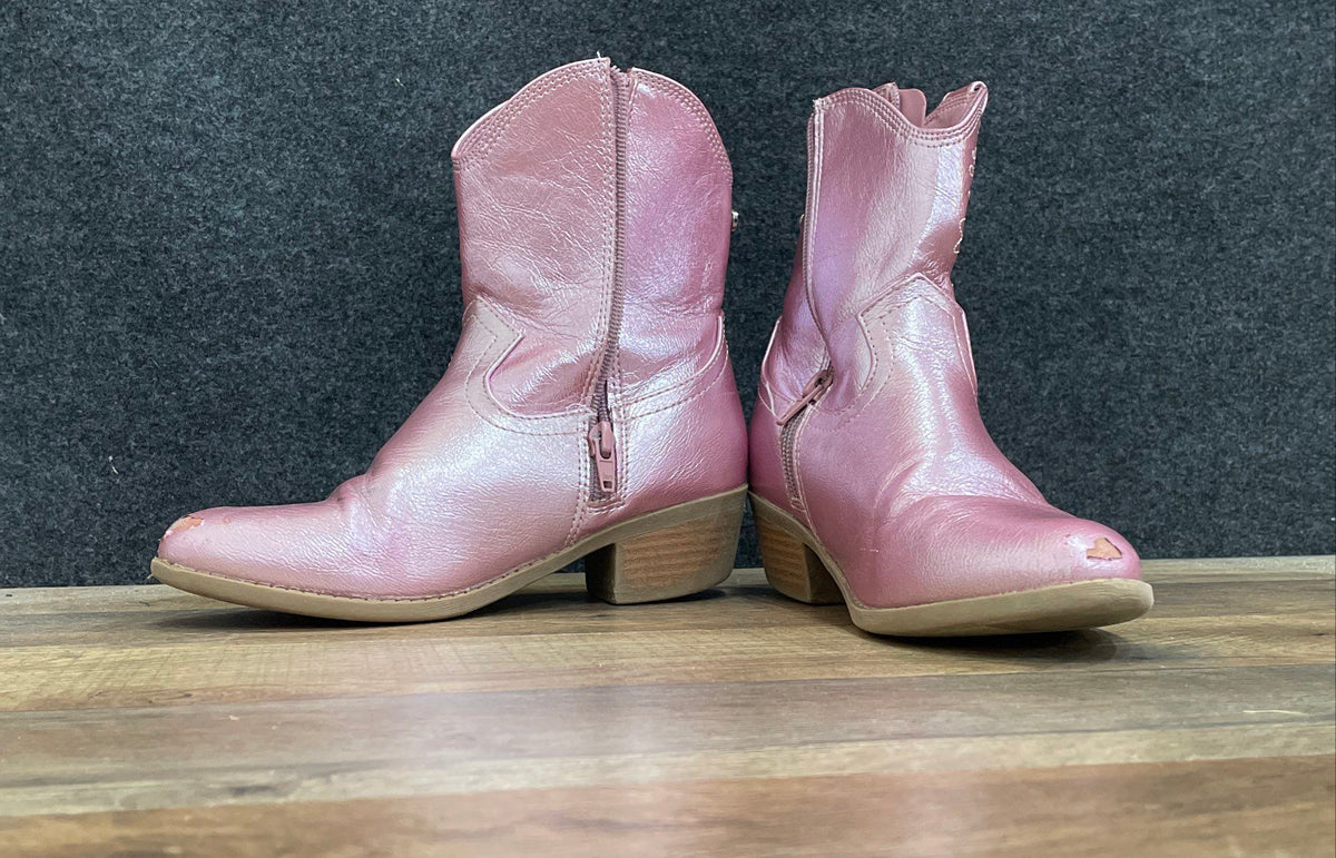 Madden NYC Metallic Pink Western Cowgirl Boots Girls Size 2