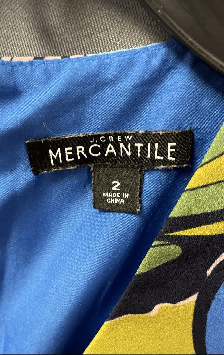 J. Crew Mercantile Women's Blue Floral Tropical Faux Wrap V-Neck Dress Sz 2