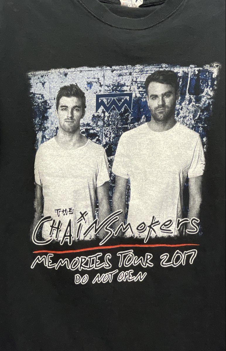 The Chainsmokers Memories Tour 2017 Do Not Open Concert T-Shirt Yazbek Sz S