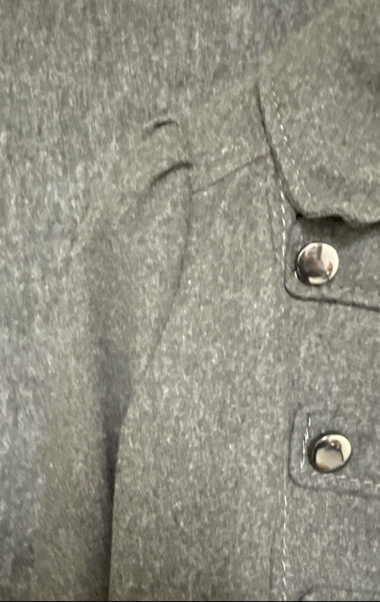 H&M Women's Grey Military Wool Blend Puff Shoulder Button Jacket Sz Medium