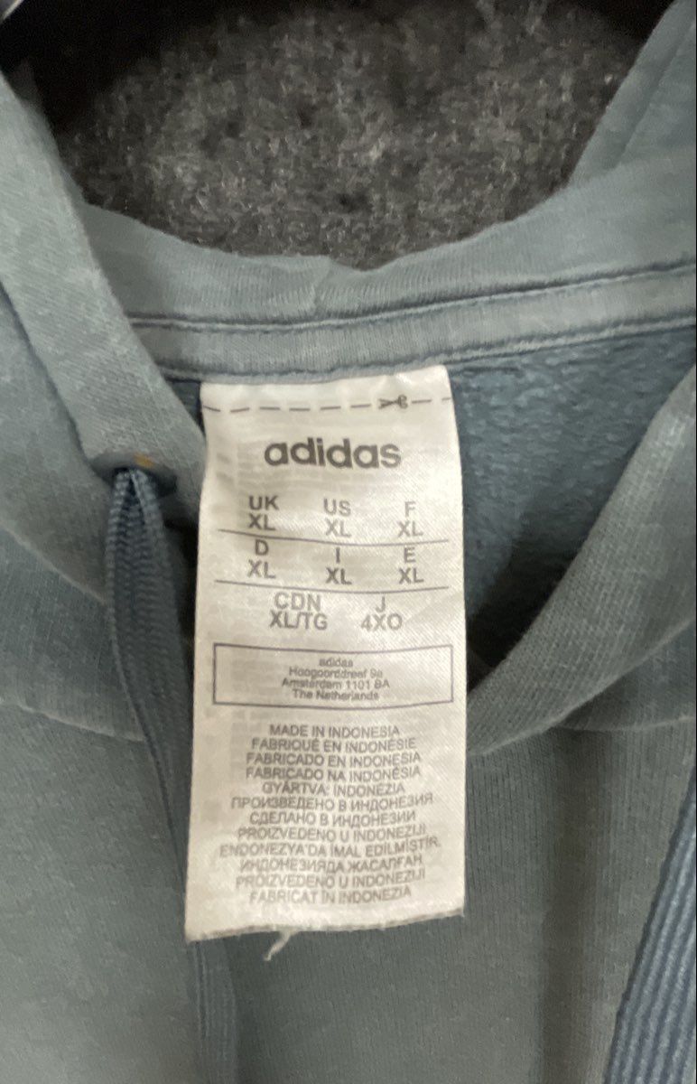 Adidas Men's Hoodie Faded Teal Blue Pullover Fleece Chest Logo Sz XL
