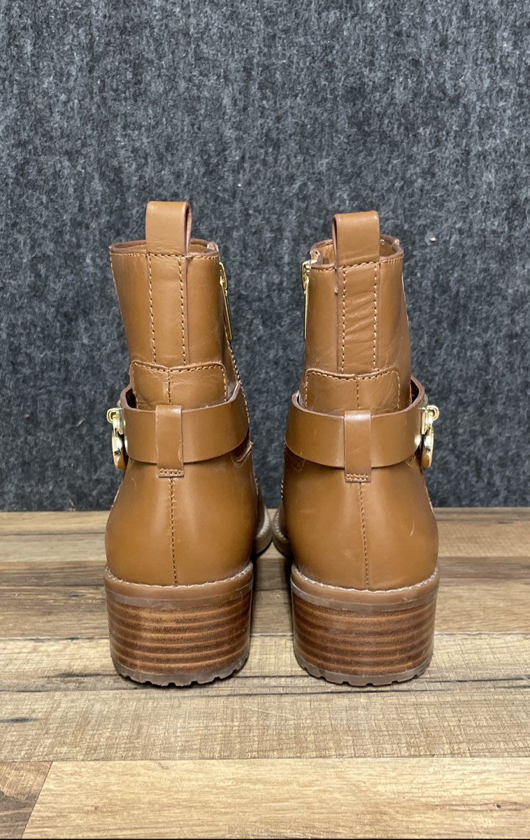 MICHAEL Michael Kors Ryan Luggage Brown Leather Ankle Boots Size 7M