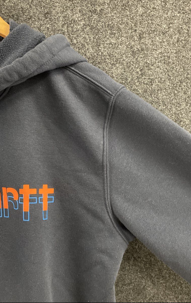 Carhartt Men's Rain Defender Navy Graphic Logo Loose Fit Hoodie Sz M