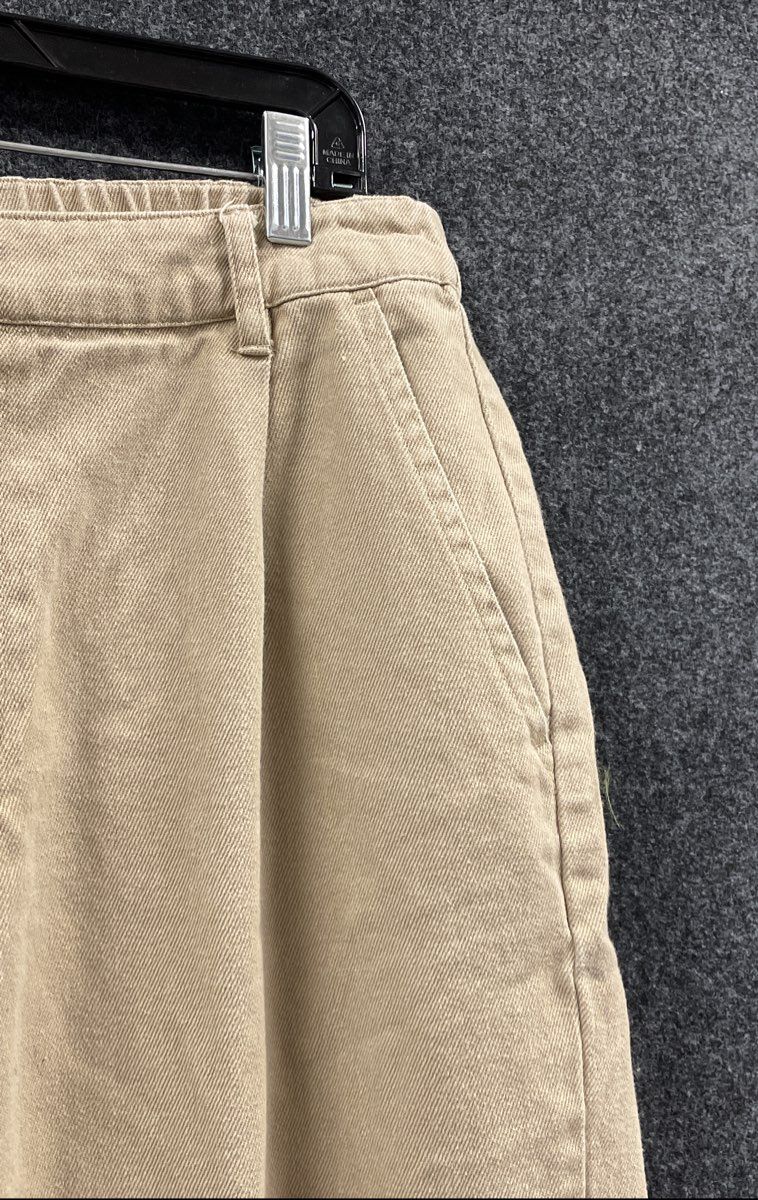 Empyre Women's Tori Tan Khaki Wide Leg Pleated Cotton Pants Size L