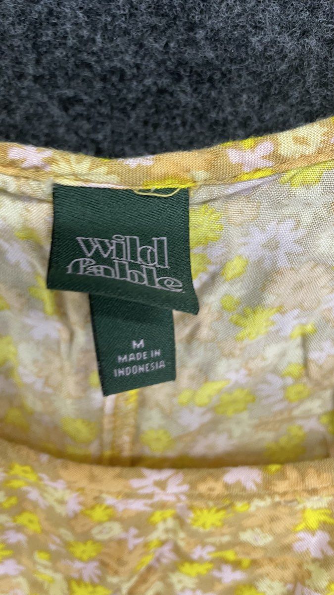 Wild Fable Women's Yellow Floral Ditsy Rayon Ruffle Hem Mini Slip Dress Sz M