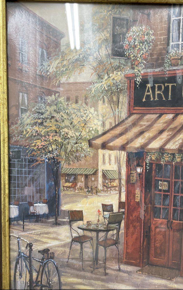 Ruane Manning "Doug's Art Gallery" Print Signed European Street Scene Framed Art