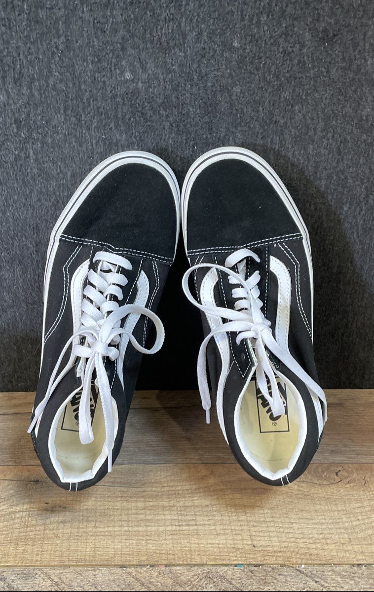 Vans Old Skool Platform Black White Low Top Sneakers Men 7.5 Women 9