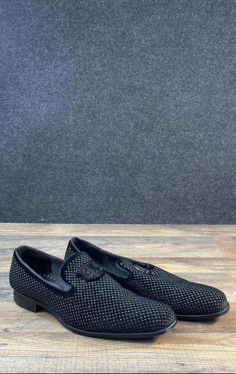 Stacy Adams Swagger Studded Black Slip-On Loafers Dress Shoes Size 10M