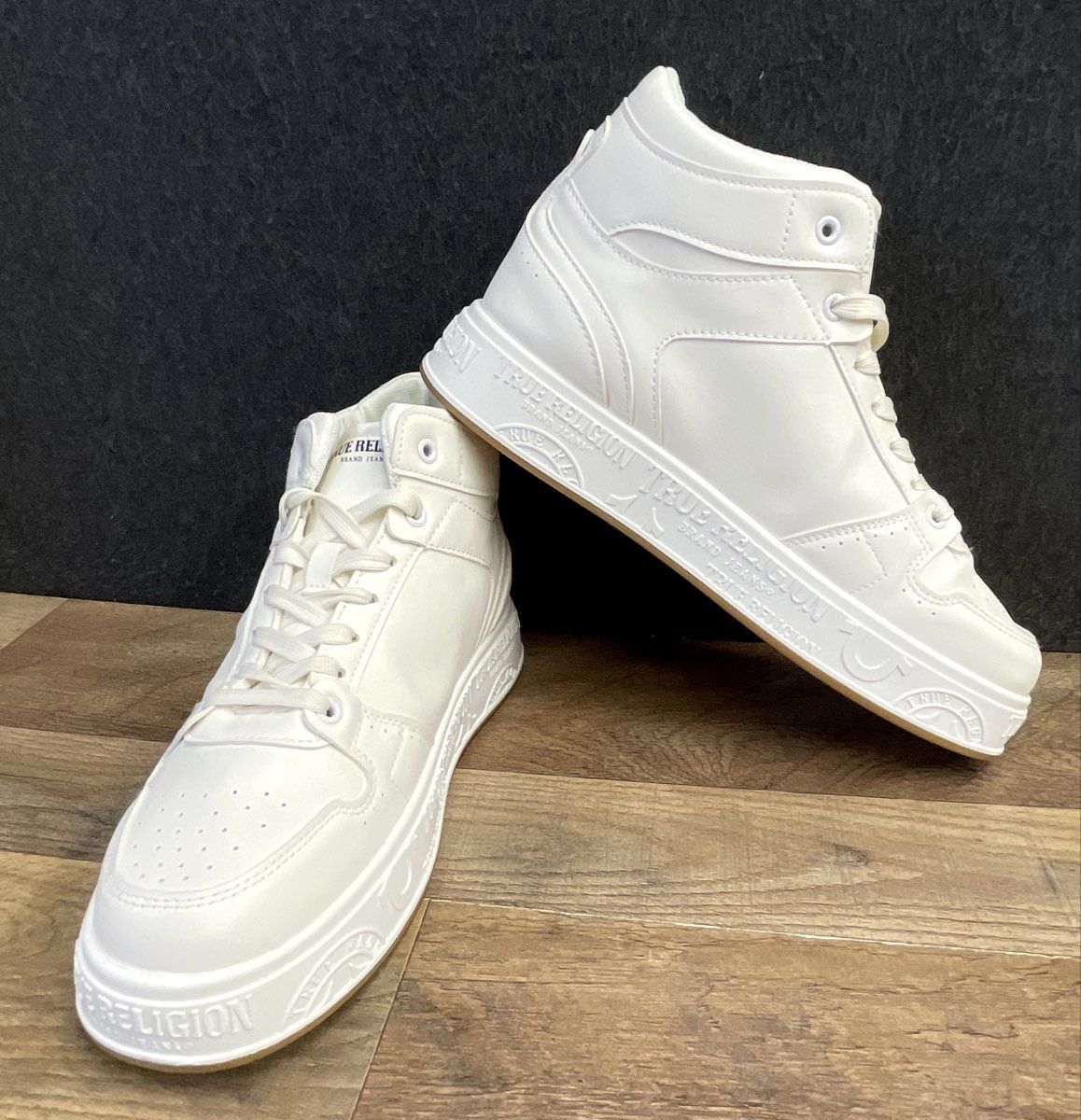 True Religion Men's White Gum Classic High Top Sneakers Size 11