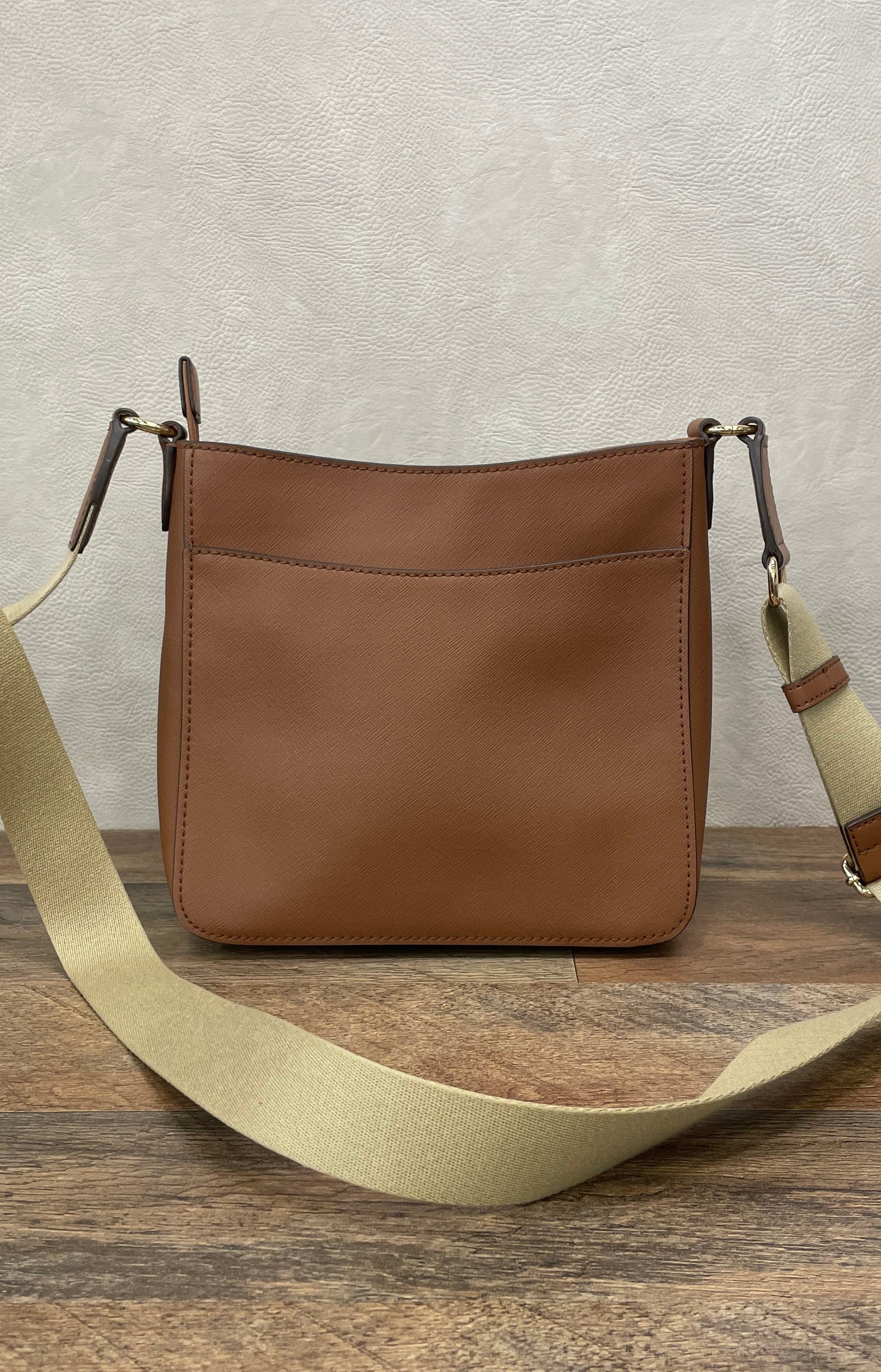 Michael Kors Brown Jet Set Saffiano Leather Crossbody Bag Gold Hardware