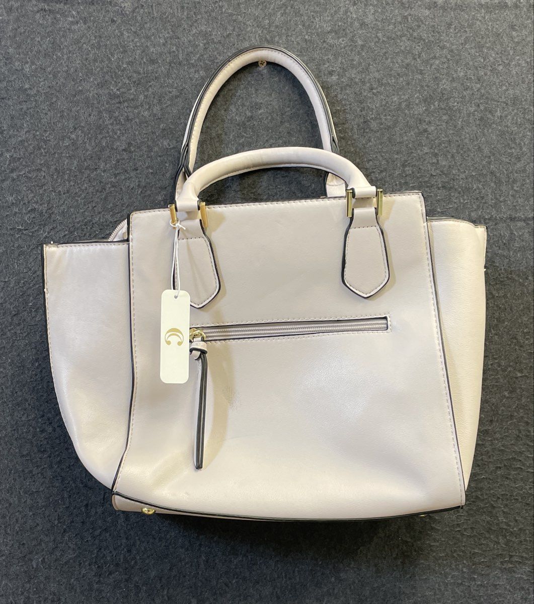 Charming Charlie Ivory Faux Leather Tassel Satchel Shoulder Bag NWT Gold
