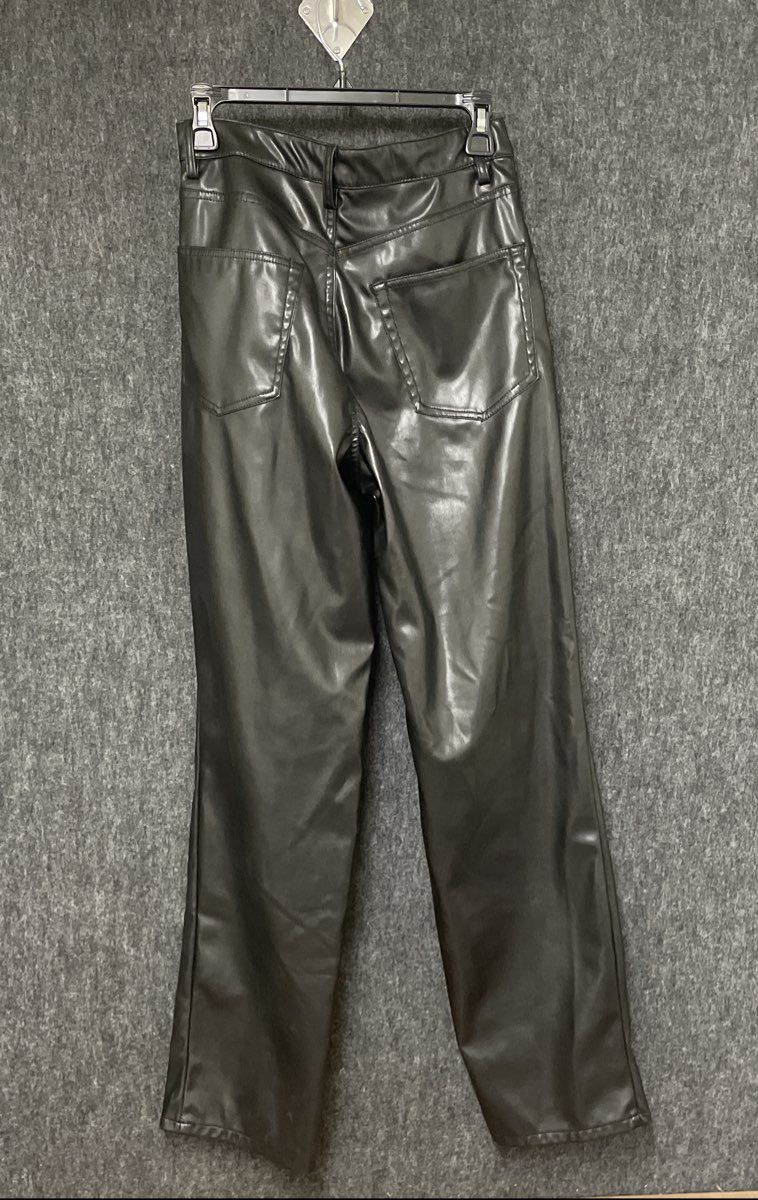 Divided H&M Women's Black High Rise Faux Leather Straight Leg Pants Size 4