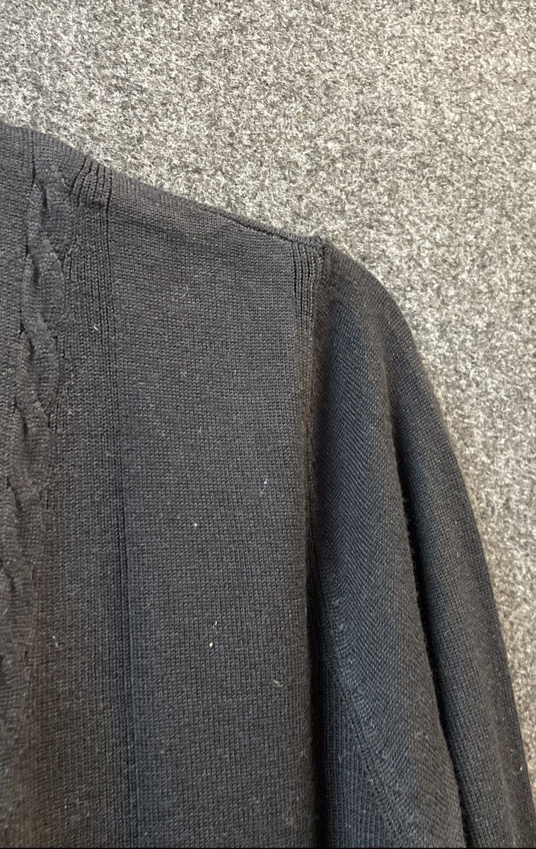 Love Scarlett Women's Open Front Cardigan Black Cable Trim Pockets Sz M
