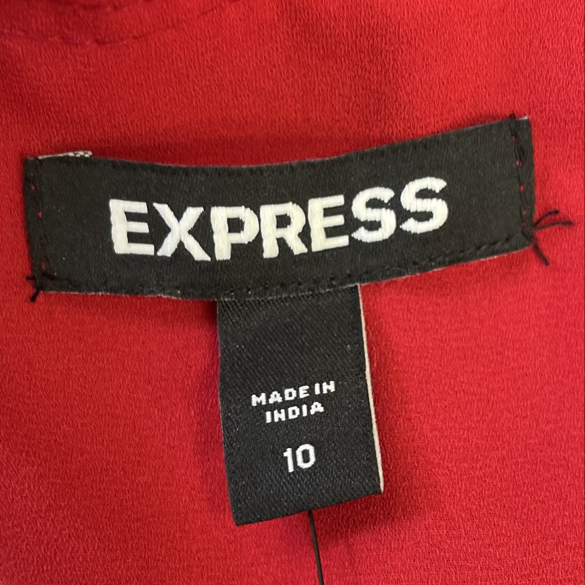 Express Women's Red Ruffled Ruched High Neck Bishop Sleeve Dress NWT Sz 10