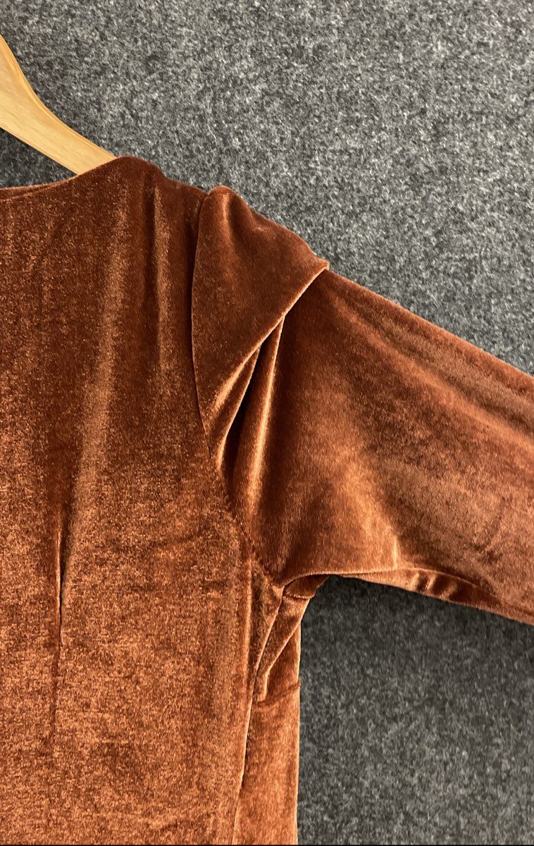 Baltic Born Women's Rust Brown Velvet Esme Maxi Duster Cardigan Jacket Sz S