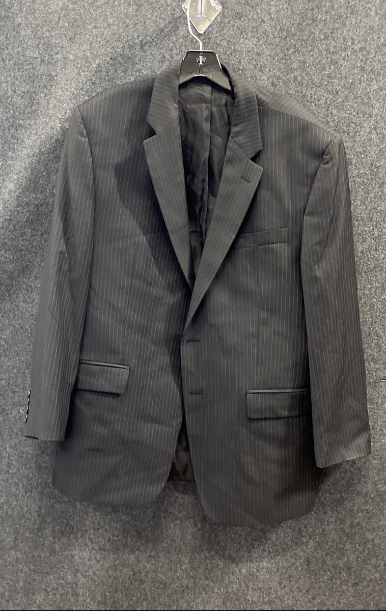 Lauren Ralph Lauren Men's Black Pinstripe 2-Button Suit Jacket Blazer Sz 44R
