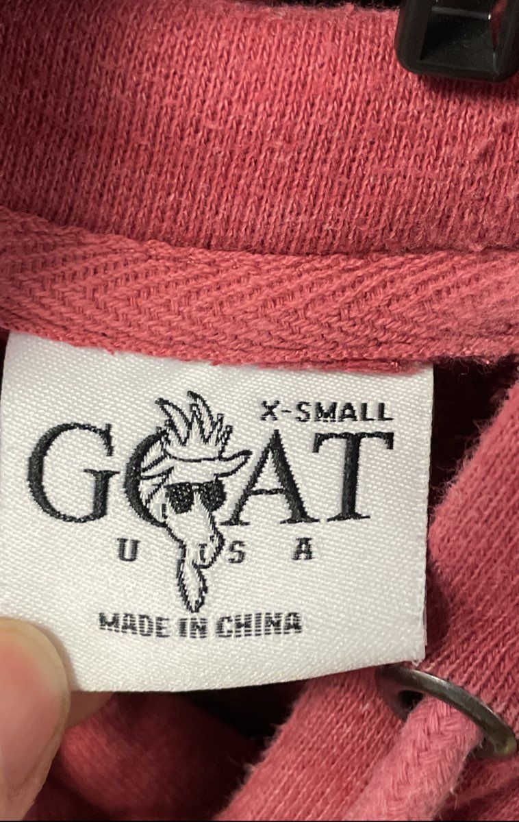 GOAT USA Unisex Burgundy Hoodie Sweatshirt Embroidered Logo Fleece Sz XS