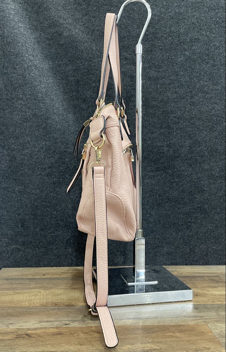 Urban Expressions Pink Leather Satchel Handbag Gold Hardware Crossbody Bag