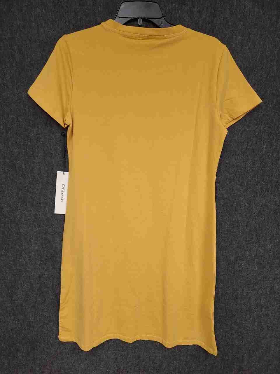 Calvin Klein Women's Ochre Yellow Studded CK Logo T-Shirt Dress NWT Sz S
