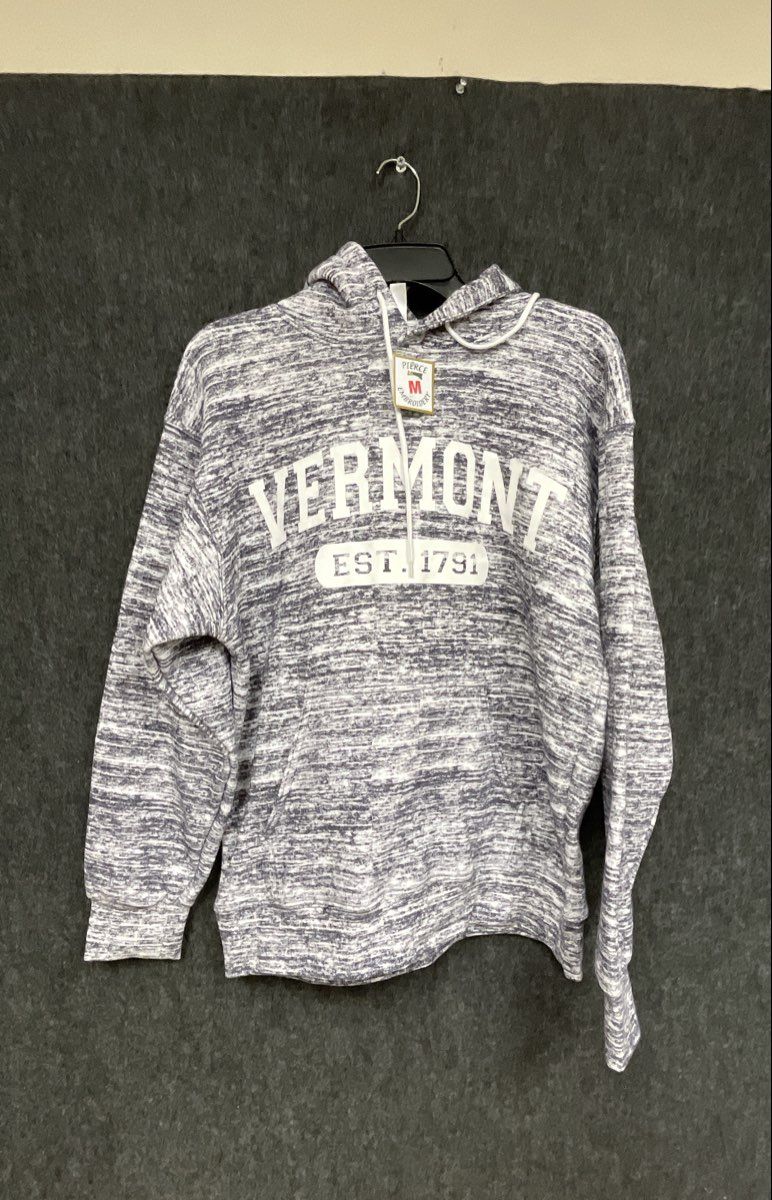 Pierce Vermont Unisex Hoodie Gray Space Dye Vermont EST. 1791 NWT Sz M