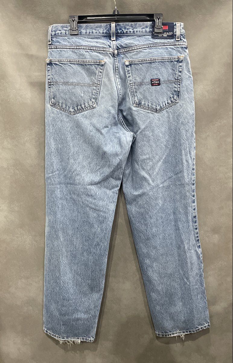 Vintage 90s Tommy Jeans Men's Light Wash Relaxed Fit Blue Denim Jeans Sz 36x32