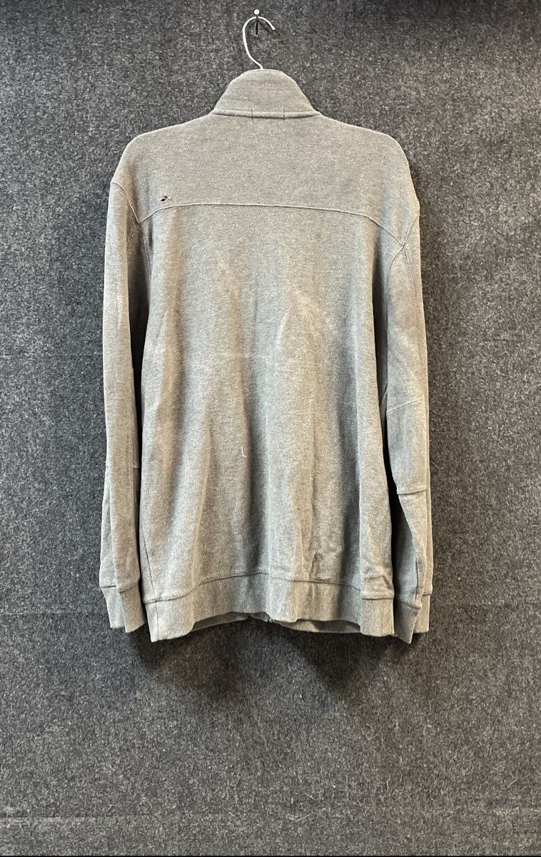 Calvin Klein Men's Grey Pique Knit Full Zip Cotton Sweater Jacket Mock Neck L