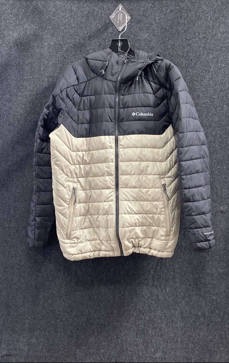 Columbia Men's Powder Lite Hooded Jacket Black Brown Colorblock Omni-Heat Sz S