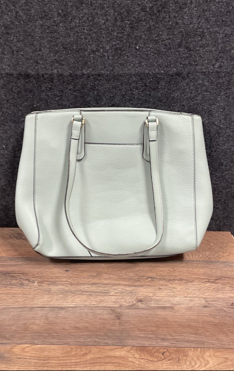 Nanette Lepore Mint Green Pebbled Faux Leather Tote Shoulder Bag Gold Hardware