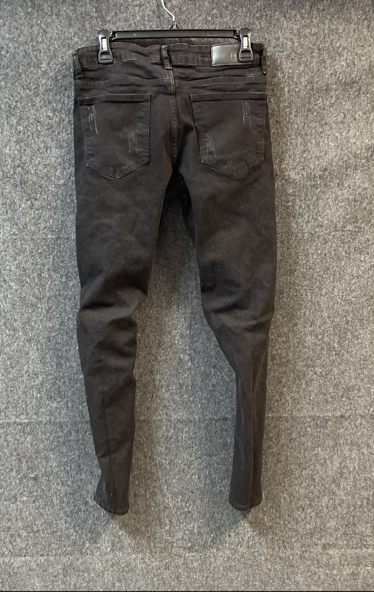 Foreign Exchange Men's Black Distressed Ripped Skinny Streetwear Jeans Size 30