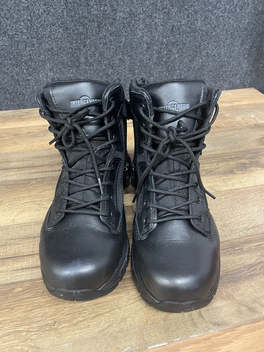 Interceptor Guard Black Side Zip 6 Inch Tactical Duty Boots Men's Size 8