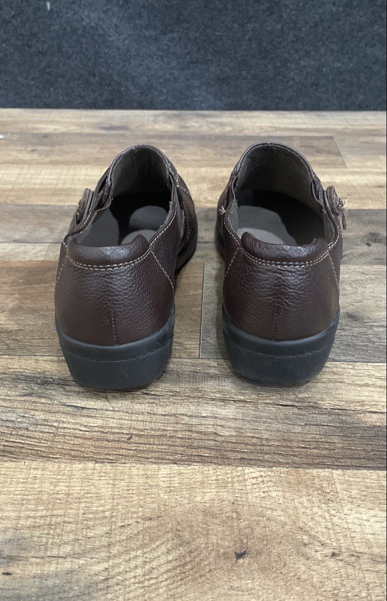 Clarks Collection Ashmont Race Dark Brown Leather Slip-On Loafers Women's Size 8