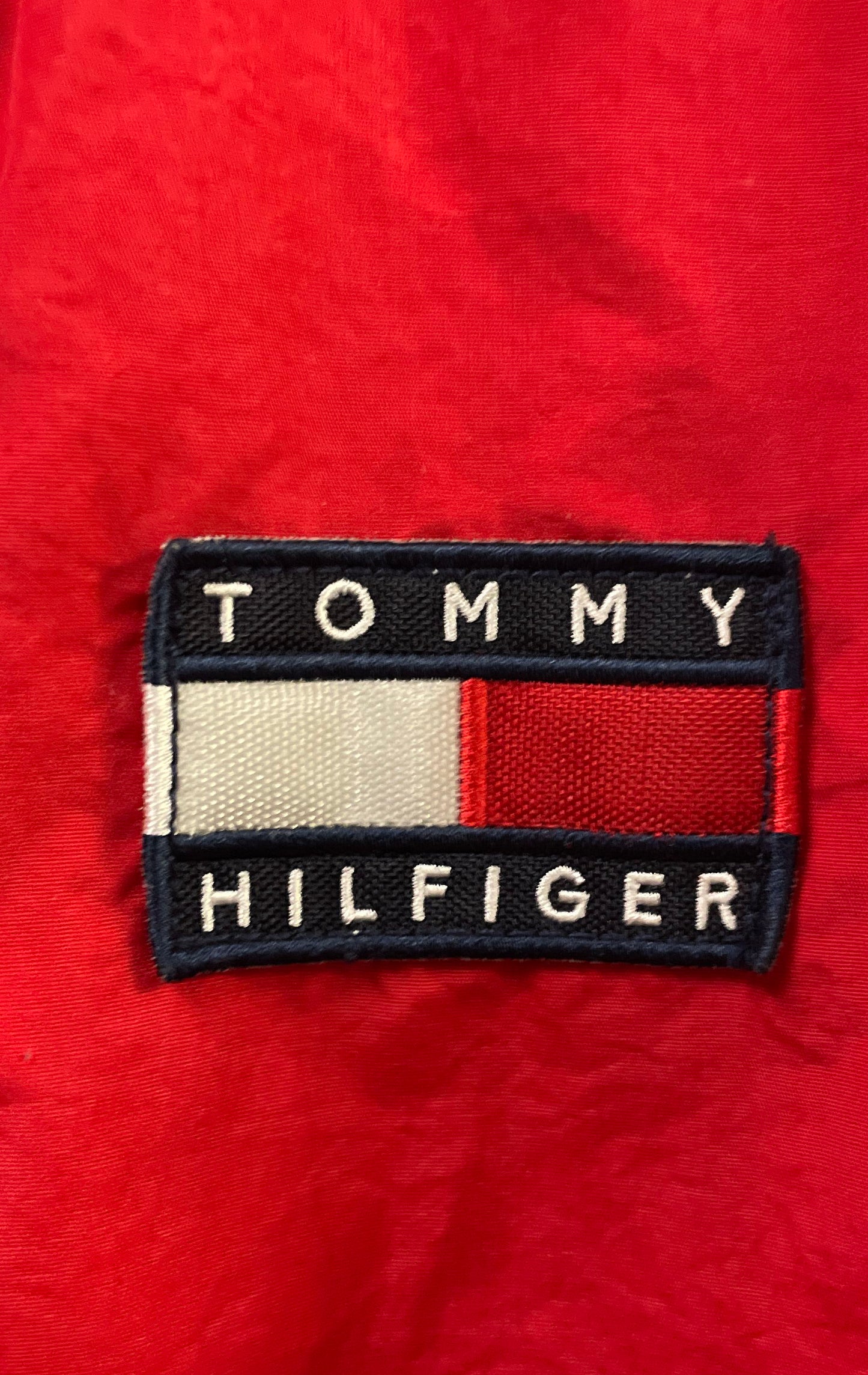 Vintage 90s Tommy Hilfiger Men's Red Big Logo Sail Windbreaker Jacket Sz M