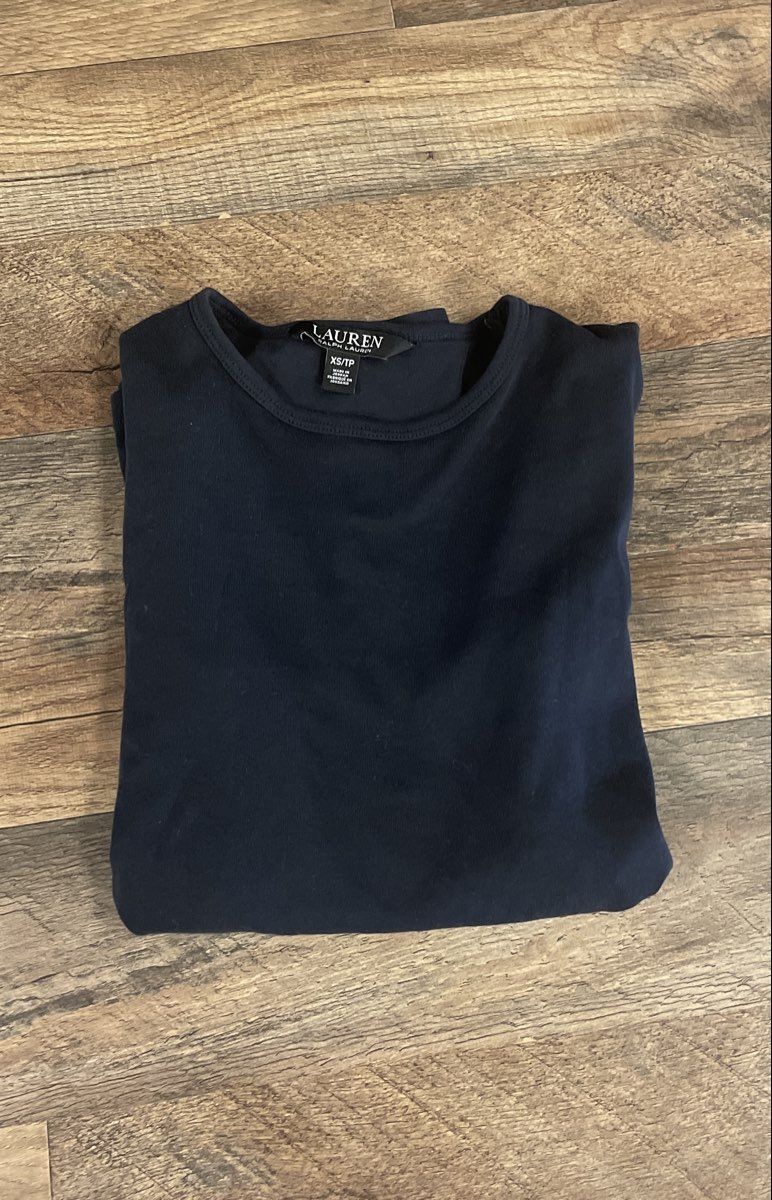Lauren Ralph Lauren Women's Long Sleeve Crewneck T-Shirt Navy Blue Sz XS