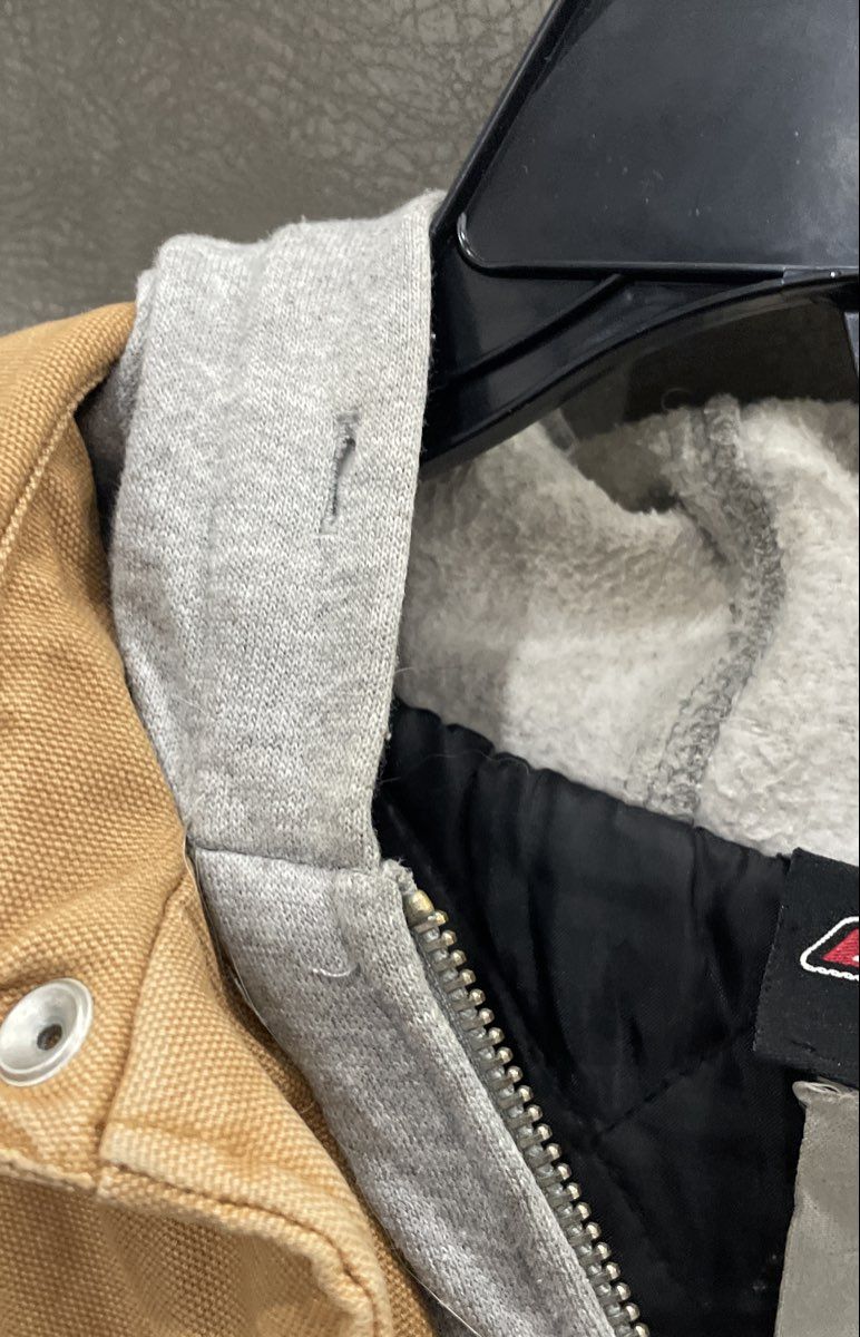 Dickies Men's Brown Duck Canvas Hooded Work Jacket Quilted Lined Layered Coat