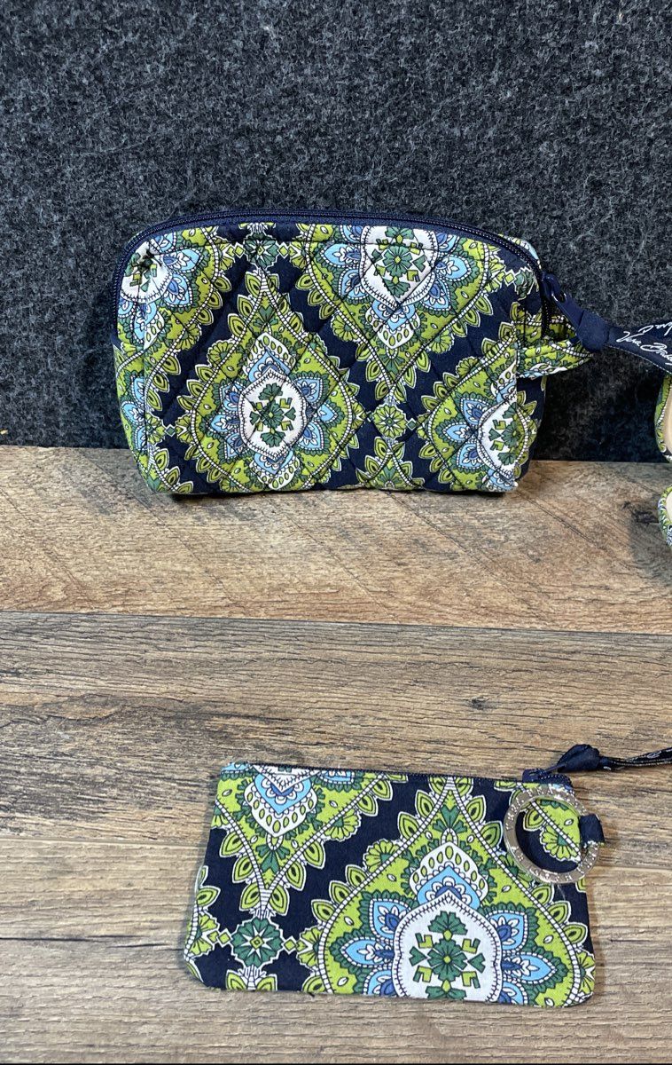 Vera Bradley Indigo Pop Navy Blue Quilted Floral Accessory Bag Wallet Lot of 4