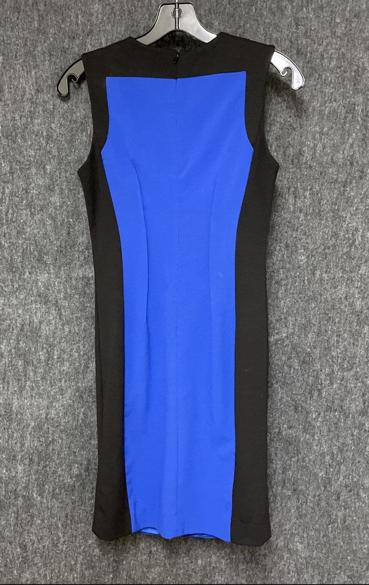 Calvin Klein Women's Blue Black Colorblock Sleeveless Sheath Dress Size 2