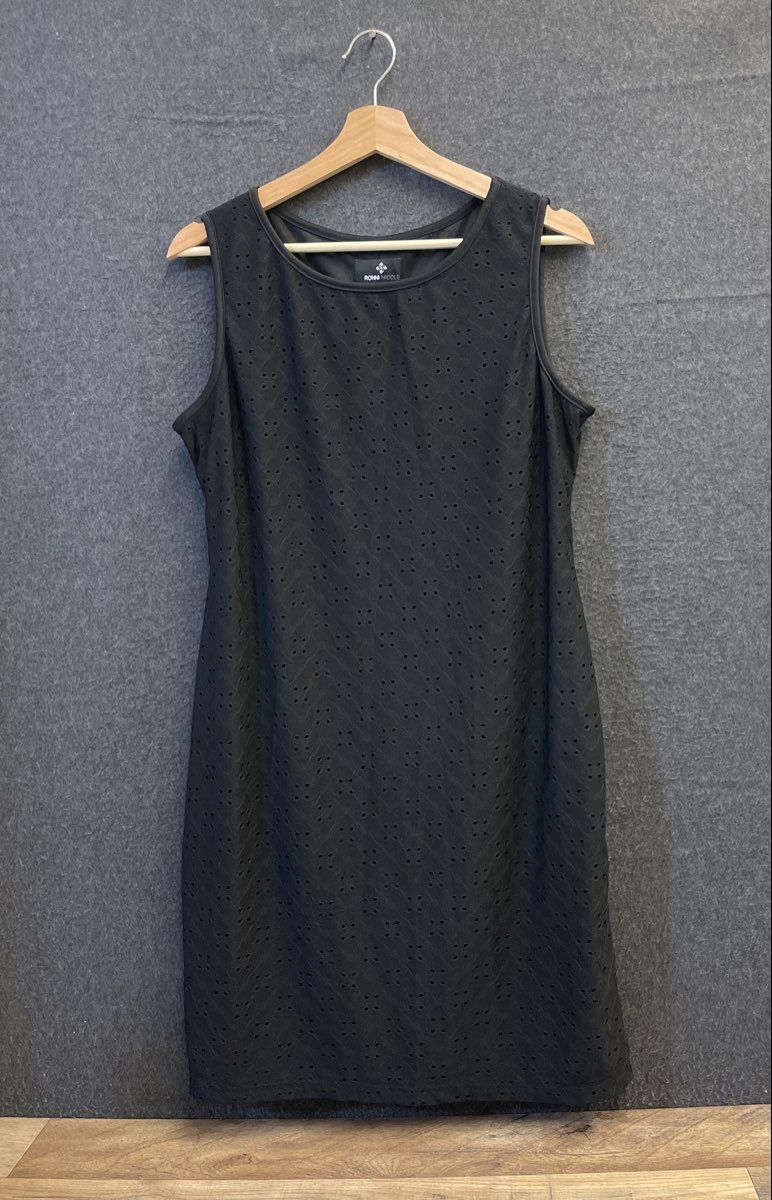 Ronni Nicole Women's Black Eyelet Sleeveless Shift Dress Size L