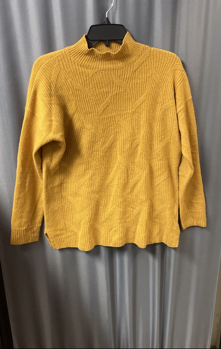 Isaac Mizrahi Live Women's Saffron Yellow 100% Cashmere Mock Neck Sweater Sz S