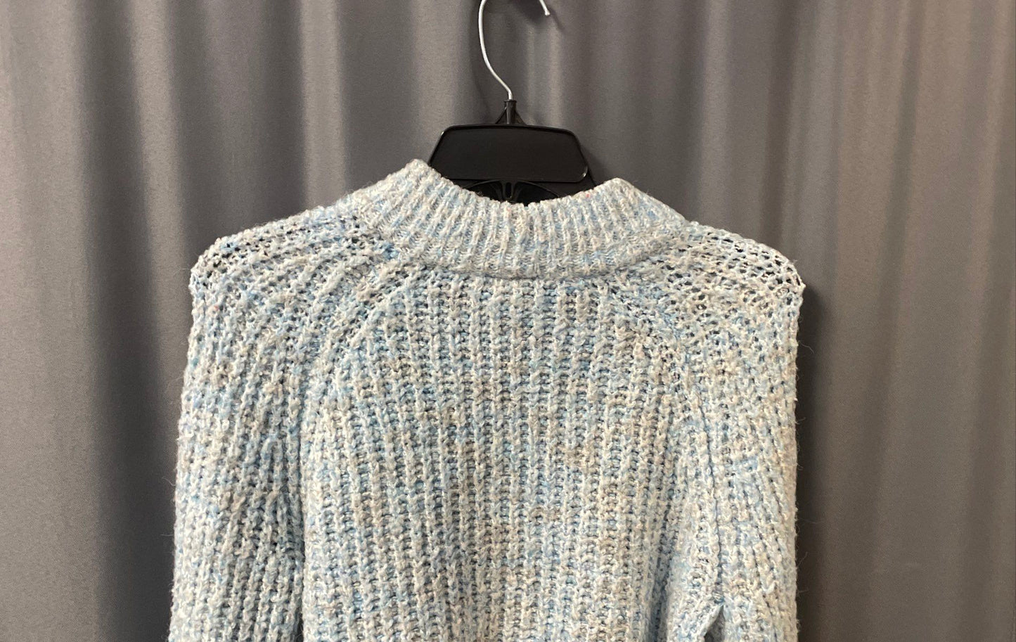a.n.a Women's Light Blue White Mock Neck Chunky Marl Knit Sweater Sz S