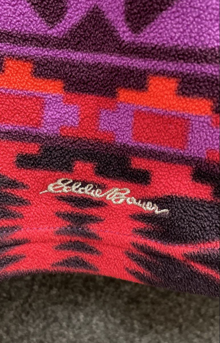 Eddie Bauer Women's Full Zip Fleece Jacket Aztec Geometric Tribal Print Sz TXL