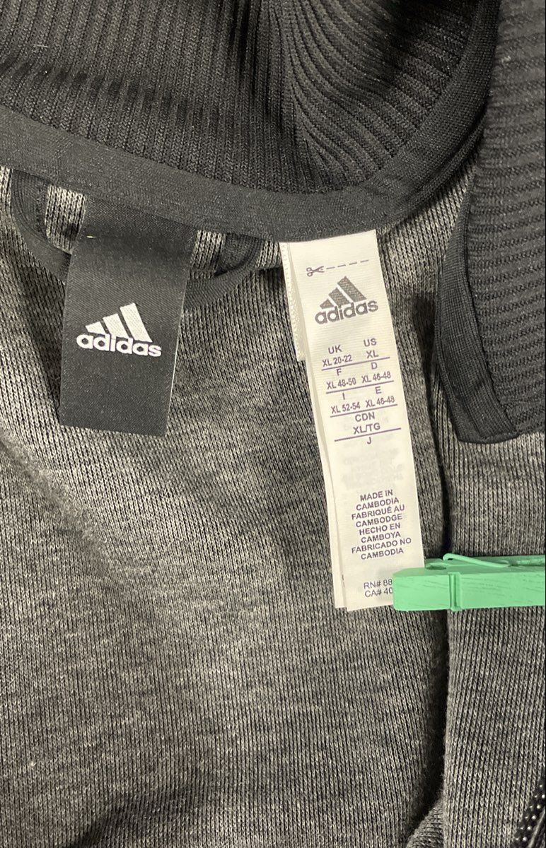 Adidas Men's Black 3-Stripe Full Zip Track Jacket Snap Hem Size XL