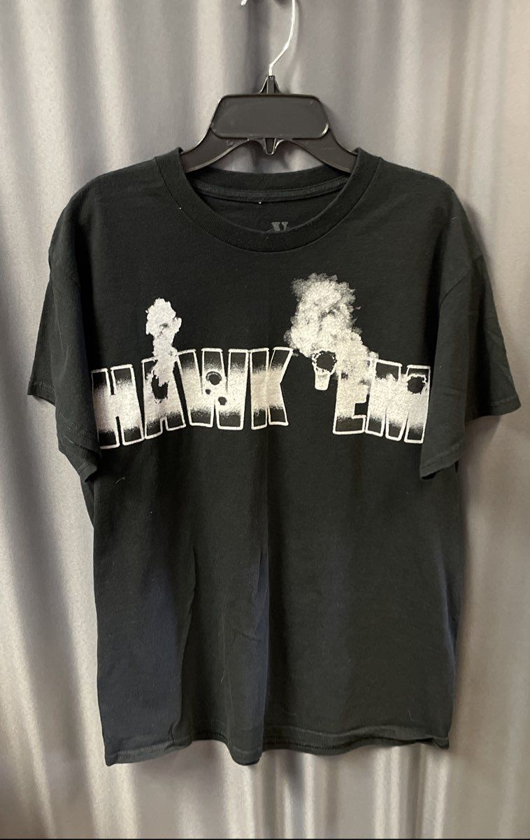 VLONE x Pop Smoke Men's Black Hawk Em Graphic T-Shirt Meet the Woo 2 Sz M