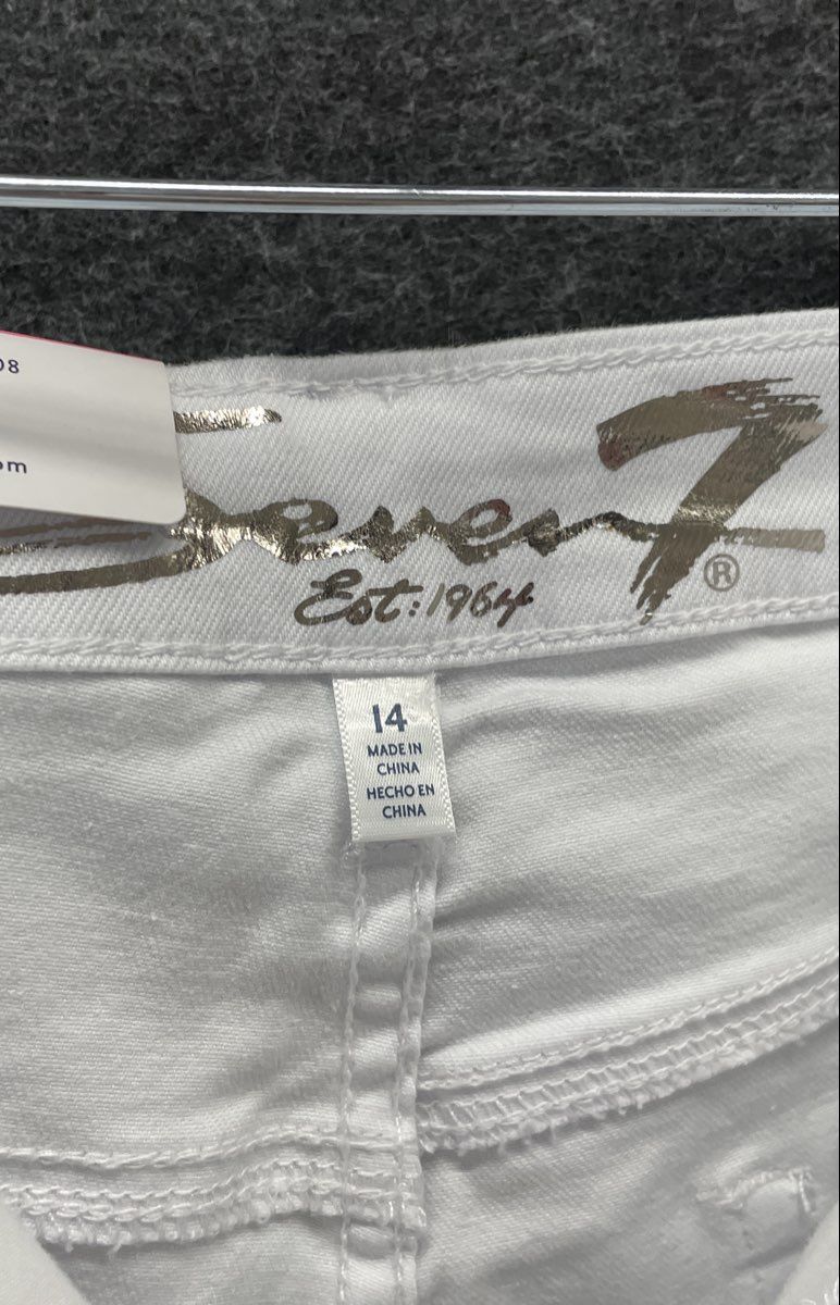Seven7 Women's White Breezy Crop High Rise Skimmer Jeans Raw Hem Sz 14 NWT