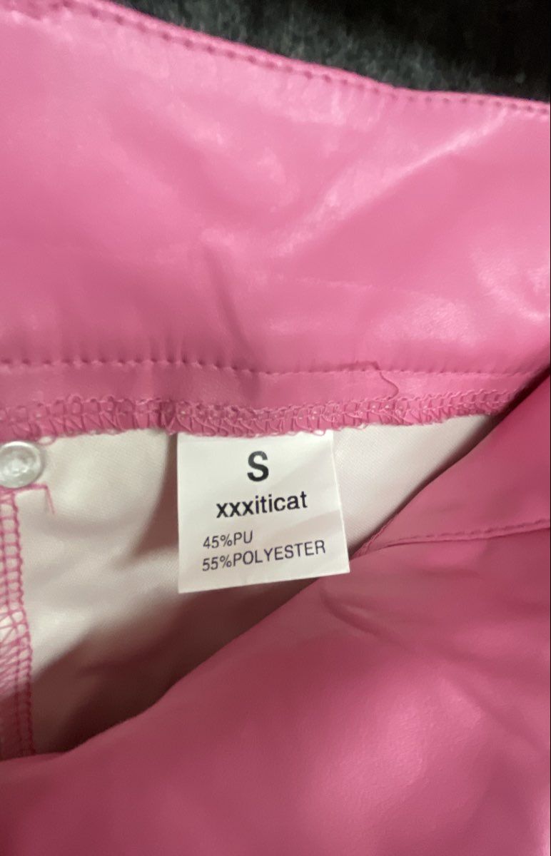Xxxiticat Women's Pink Faux Leather Lace Up High Waist Clubwear Pants Sz S