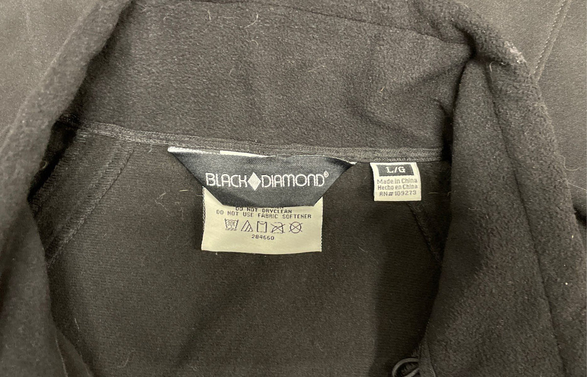 Black Diamond Women's Softshell Jacket Black Full Zip Fleece Lined Outdoor Sz L