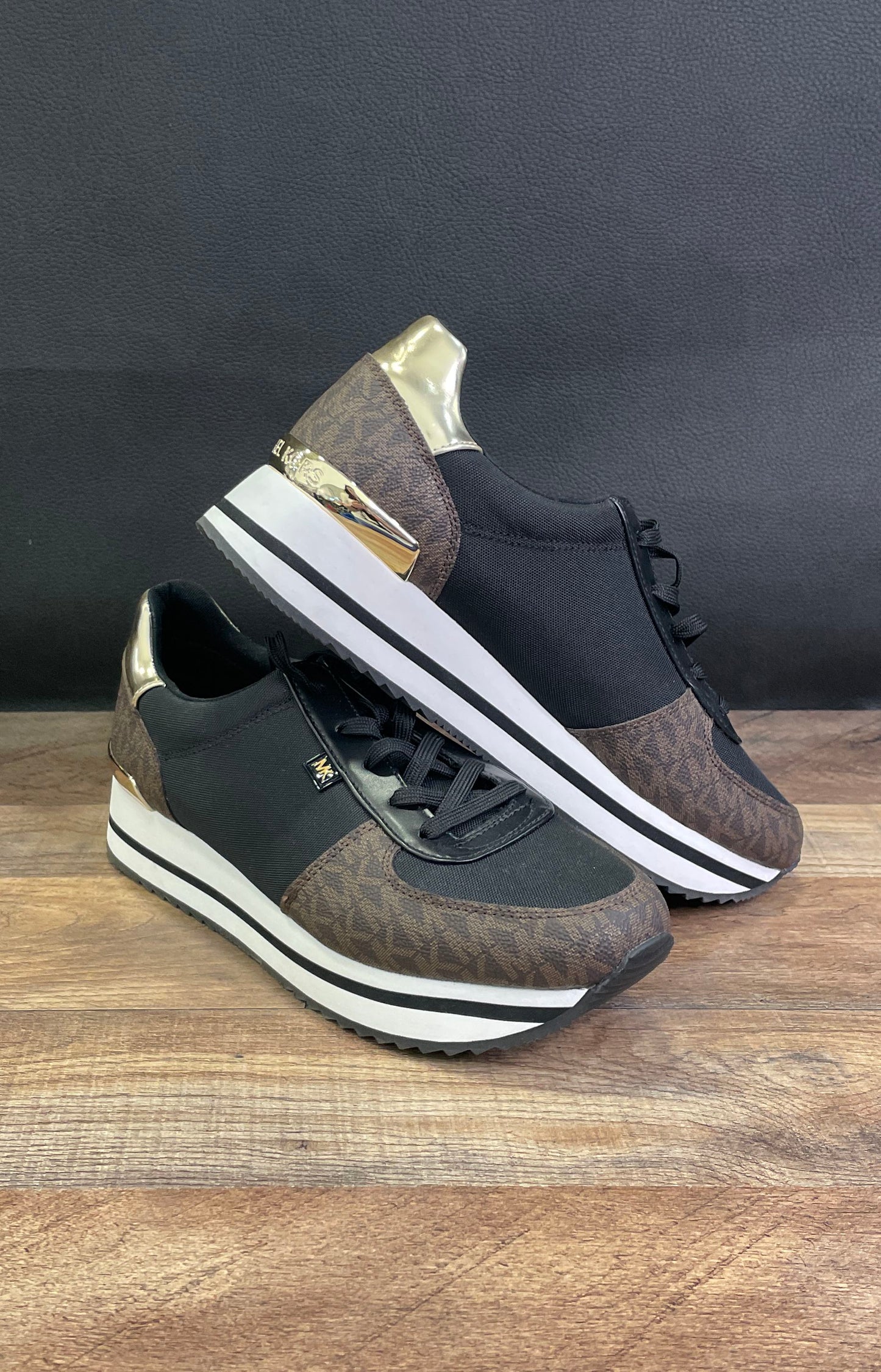 Michael Kors Billie Trainer Black Monogram Sneakers Women's Size 9.5