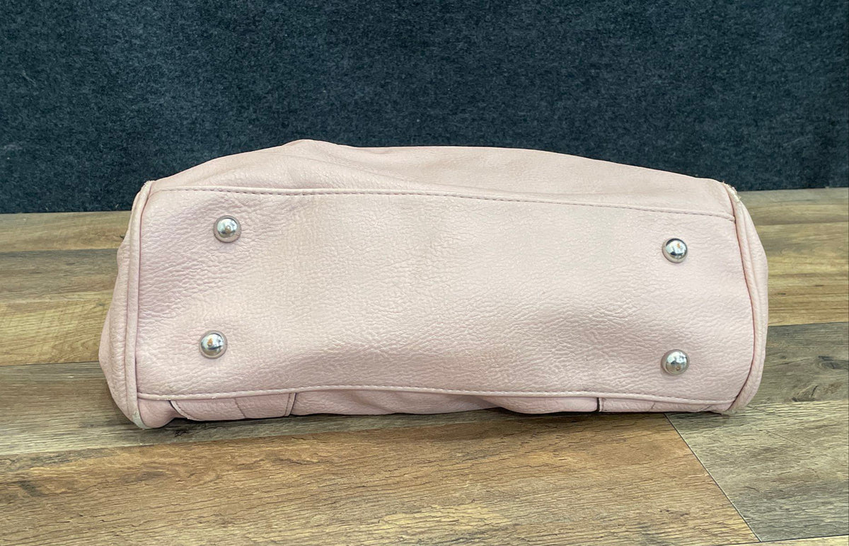 Steve Madden Pink Pebbled Leather Satchel Tote Handbag Silver Hardware