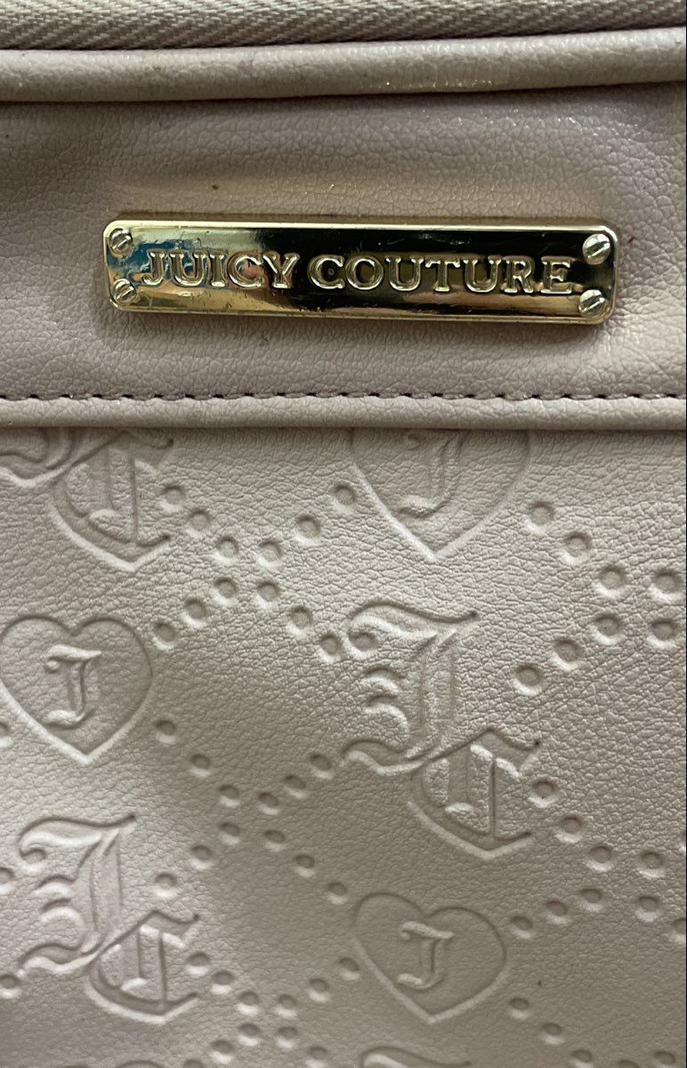 Juicy Couture Pink Monogram Heart Embossed Backpack Bag With Coin Pouch