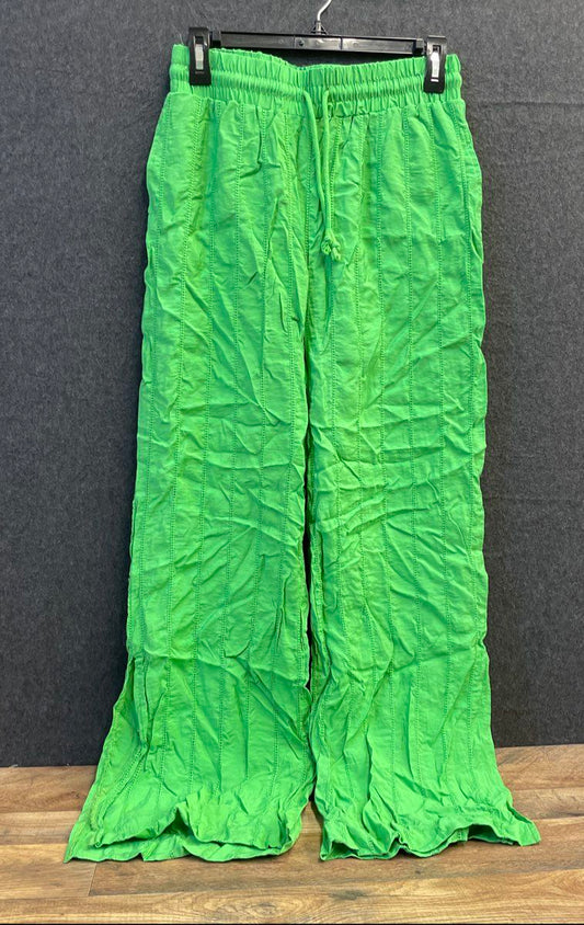 Jason Wu Women's Palm Green Pintuck Wide-Leg Pants Drawstring Sz S